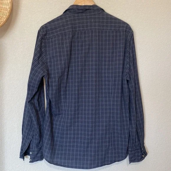John Varvatos Stripped Checkered Black Gray Long Sleeve Button Down Men's L - Picture 2 of 6